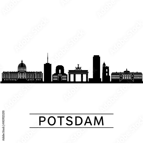 Potsdam Skyline Silhouette with Germany.