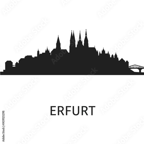 Erfurt Skyline Black Silhouette.