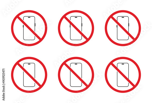 Free Download No smartphone icon set collection. Mobile phone prohibition area sign. Cellphone with forbidden symbol - GFXLoad