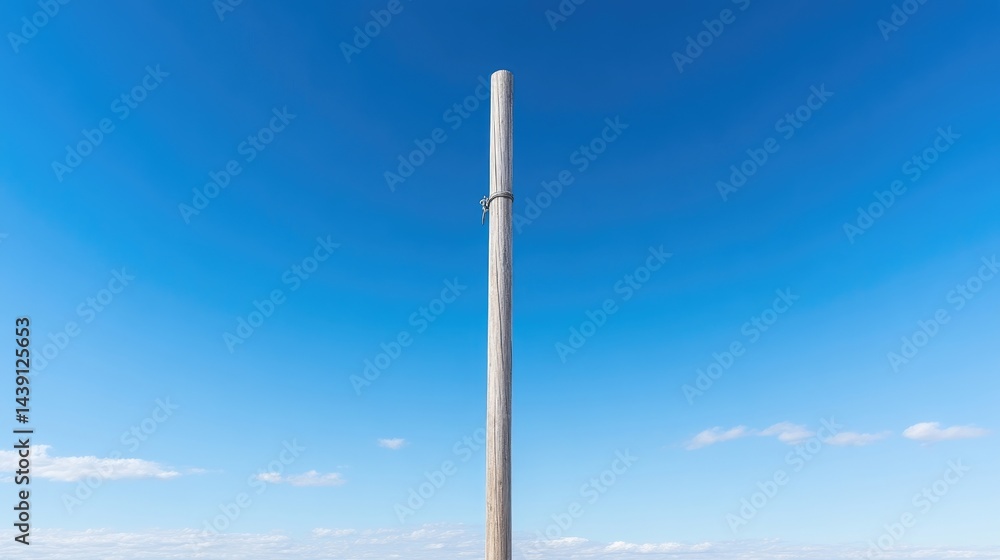 Vertical utility pole against a clear blue sky Vertical utility pole against a clear blue sky