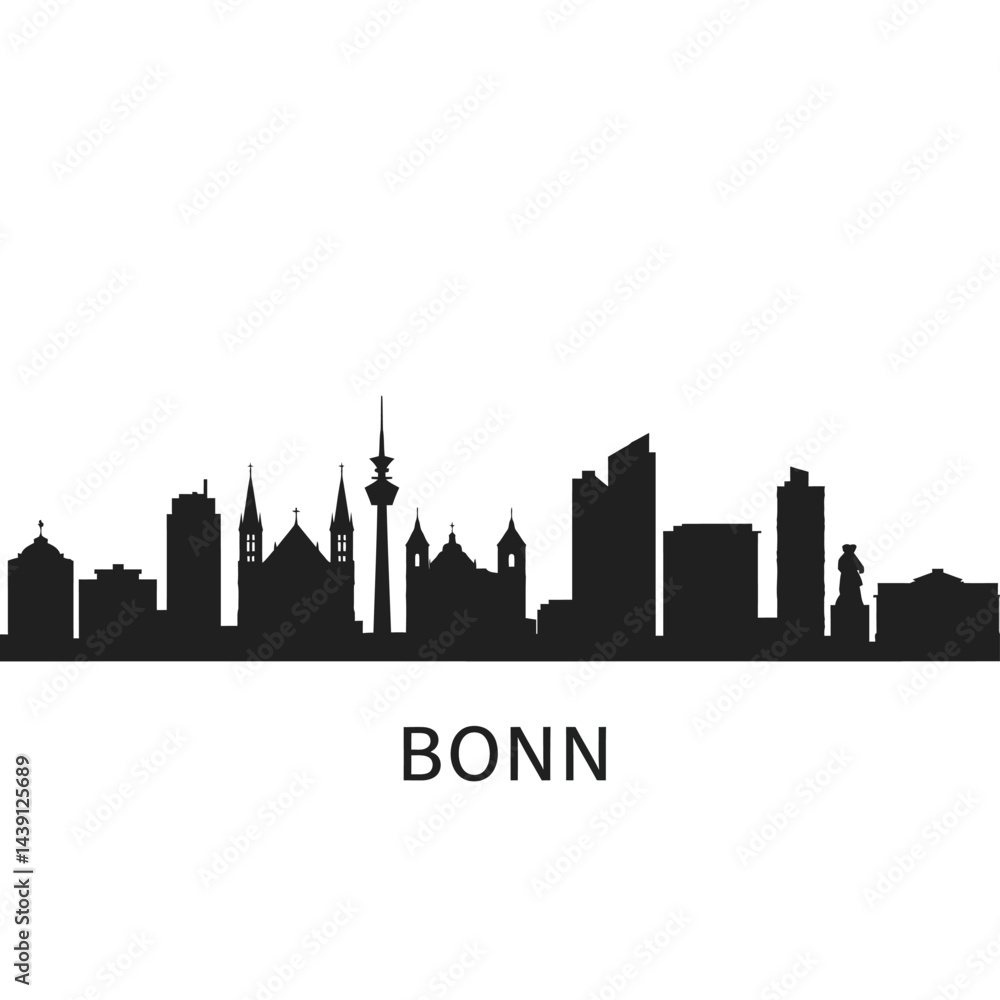 Naklejka premium Bonn Germany Skyline with Cityscape, and Vector Silhouette.