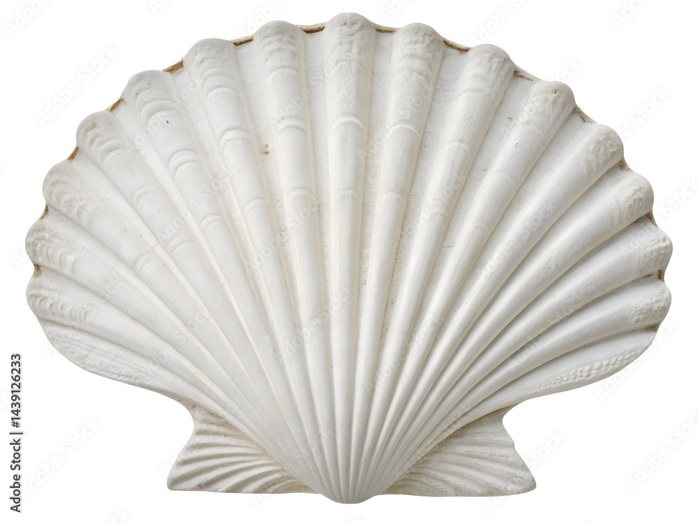 White Scallop Seashell Isolate on transparent background cutout, PNG file, Cutout file