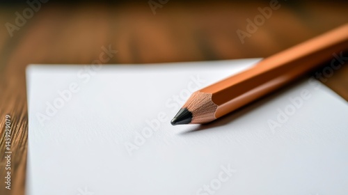 Wallpaper Mural Close-Up of Orange Pencil on Blank White Paper on Wooden Surface Torontodigital.ca