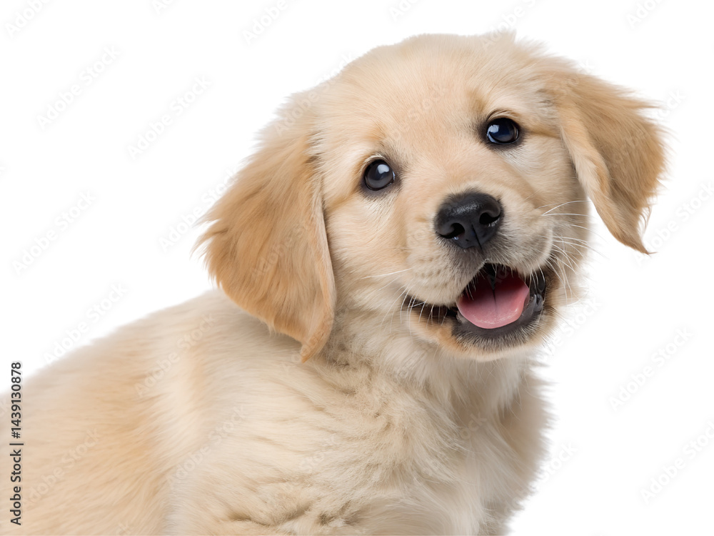 Adorable Golden Retriever Puppy Smiling Isolate on transparent background cutout, PNG file, Cutout file