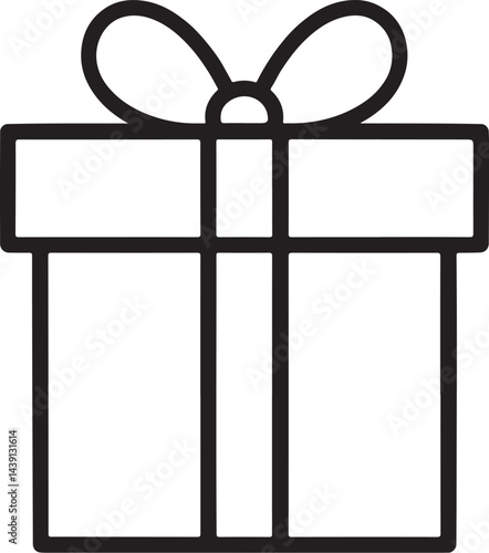 White gift box with ribbon on a blank wooden advertisement board