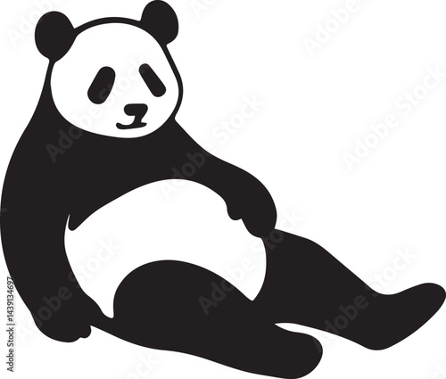 Cute Panda Silhouette Vector Clipart