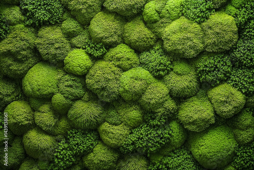 Lush green moss wall texture offering a natural and calming aesthetic
