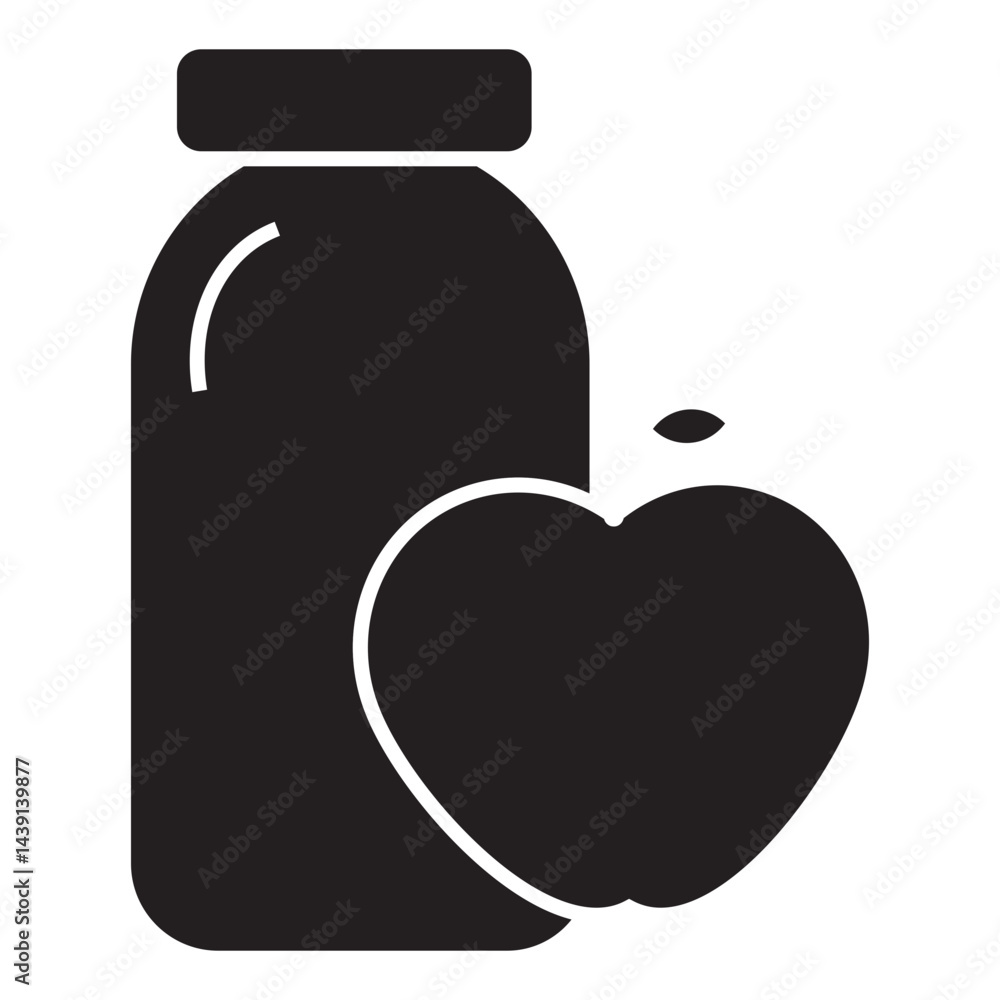 milk and apple glyph icon milk and apple glyph icon