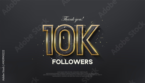 Golden line thank you 10K followers, with a luxurious and elegant gold color.