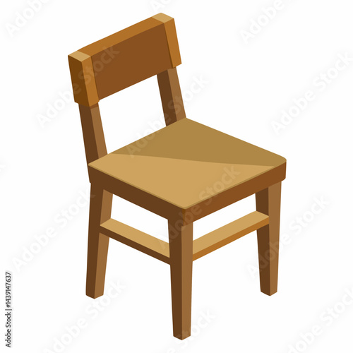Wooden Chair Simple Design Object For Decoration and Furniture