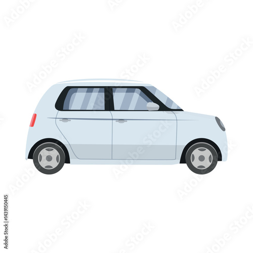 Vector illustration of a compact passenger car positioned on a clear white background, showcasing its modern design