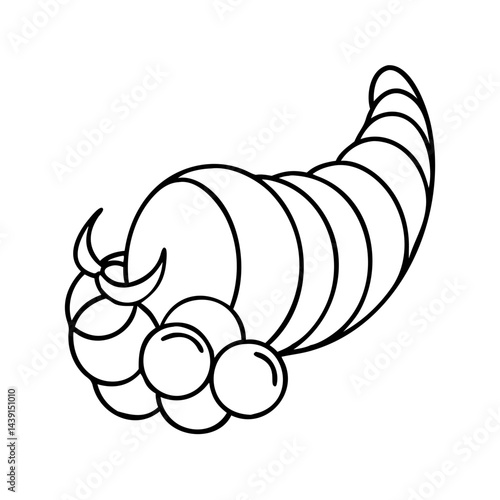 cornucopia horn of plenty icon, cornucopia horn of plenty line art - simple line art of cornucopia horn of plenty, perfect for cornucopia horn of plenty logos and icons