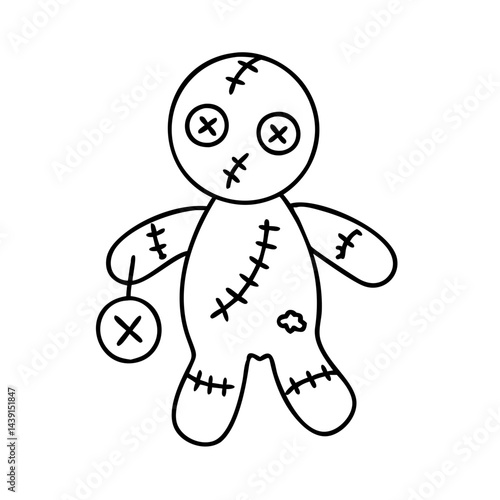 cursed doll icon, cursed doll line art - simple line art of cursed doll, perfect for cursed doll logos and icons