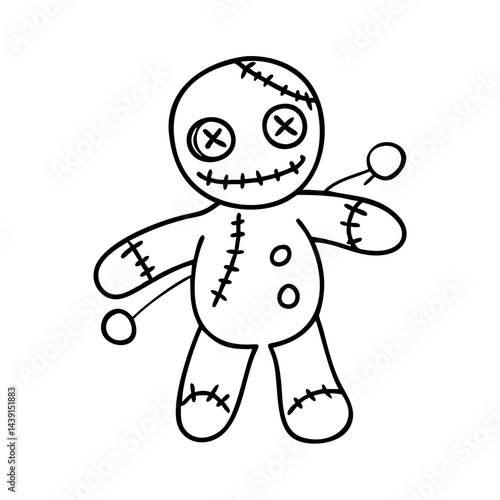 cursed doll icon, cursed doll line art - simple line art of cursed doll, perfect for cursed doll logos and icons