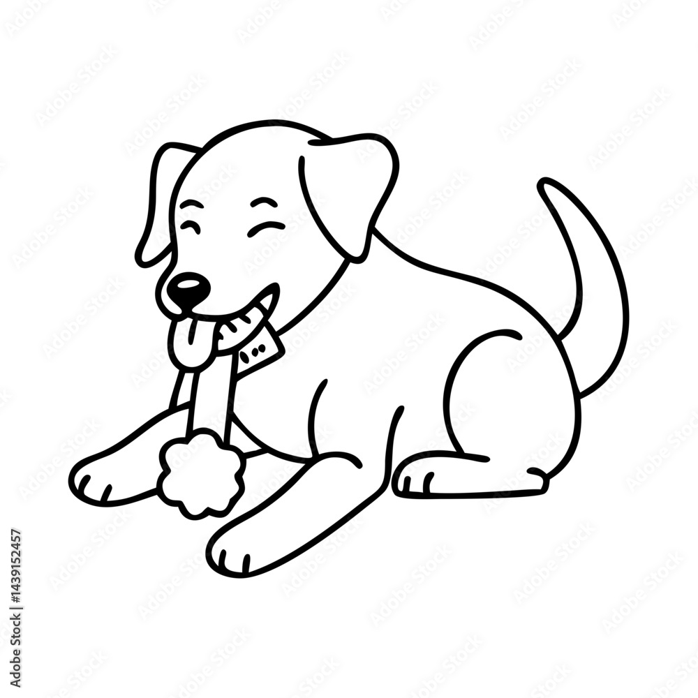 Obraz premium dog chewing a toy icon, dog chewing a toy line art - simple line art of dog chewing a toy, perfect for dog chewing a toy logos and icons