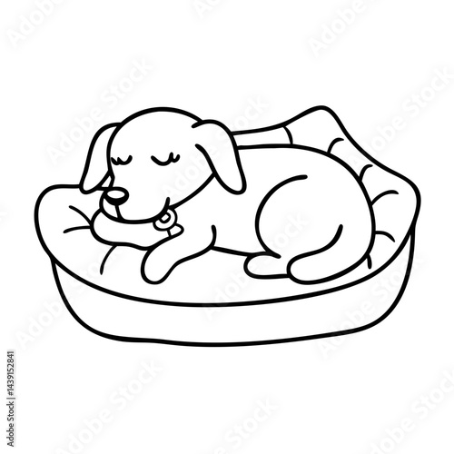 dog resting in a cozy bed icon