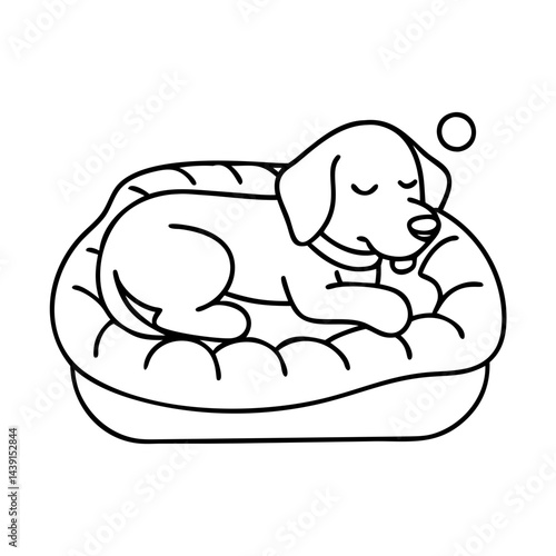 dog resting in a cozy bed icon