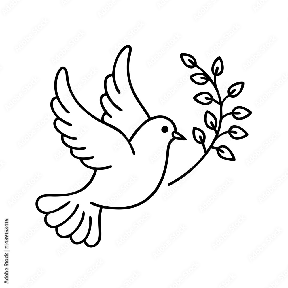 dove with olive branch icon, dove with olive branch line art - simple line art of dove with olive branch, perfect for dove with olive branch logos and icons dove with olive branch icon, dove with olive branch line art - simple line art of dove with olive branch, perfect for dove with olive branch logos and icons