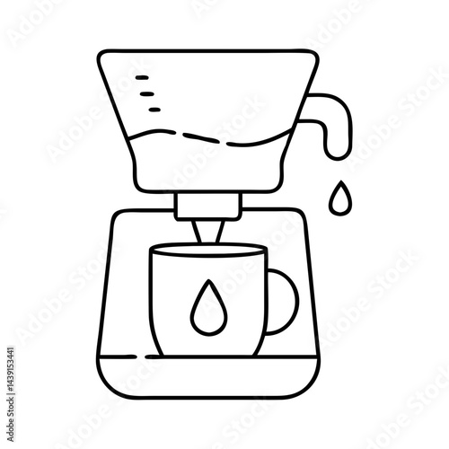 drip coffee maker icon, drip coffee maker line art - simple line art of drip coffee maker, perfect for drip coffee maker logos and icons