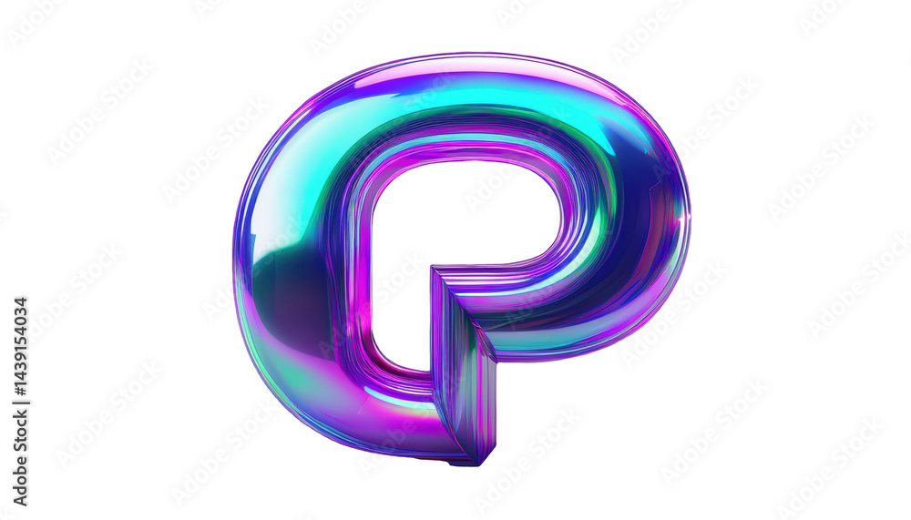 Naklejka premium Shiny 3D Hypernova Glitch Letter O P on White Background 