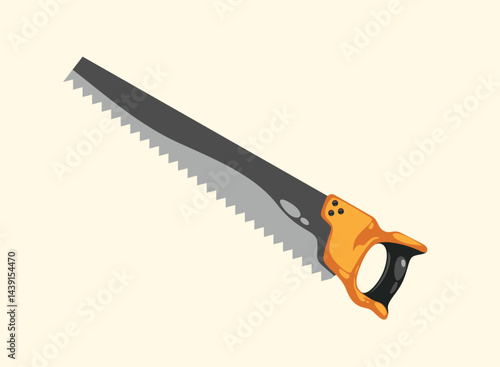 Vector repairer. Illustrations of  Handsaw tool. Set of cartoon Carpenter Tools