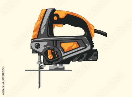 Vector repairer. Illustrations of  Jigsaw tool. Set of cartoon Carpenter Tools