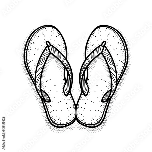 A black and white Flip flop coloring page