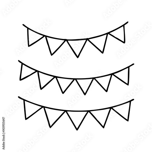 festive bunting icon, festive bunting line art - simple line art of festive bunting, perfect for festive bunting logos and icons
