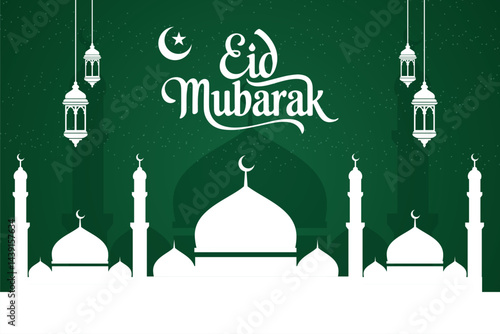 Eid mubarak islamic green design photo