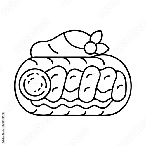 german style apple strudel icon, german style apple strudel line art - simple line art of german style apple strudel, perfect for german style apple strudel logos and icons