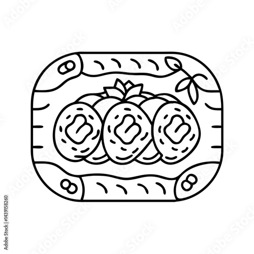 german style apple strudel icon, german style apple strudel line art - simple line art of german style apple strudel, perfect for german style apple strudel logos and icons