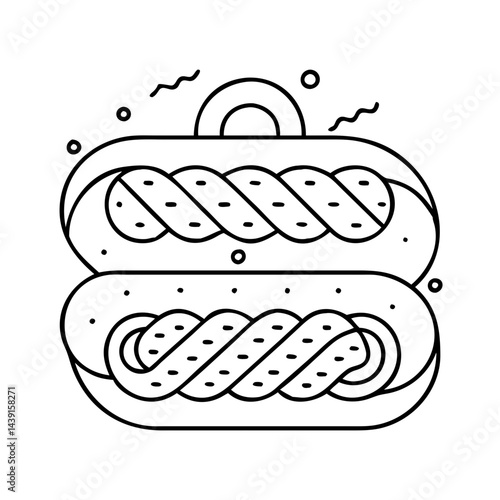 german style apple strudel icon, german style apple strudel line art - simple line art of german style apple strudel, perfect for german style apple strudel logos and icons