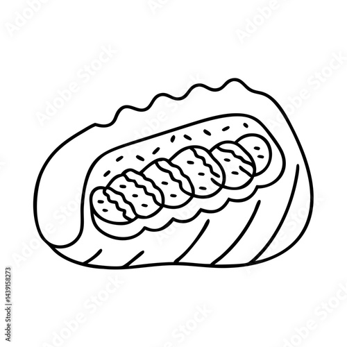 german style apple strudel icon, german style apple strudel line art - simple line art of german style apple strudel, perfect for german style apple strudel logos and icons