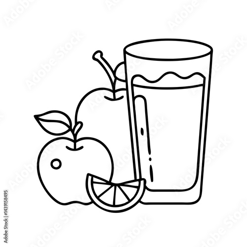 glass of apple cider icon, glass of apple cider line art - simple line art of glass of apple cider, perfect for glass of apple cider logos and icons