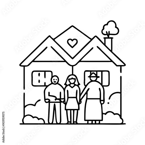 grandparents house icon, grandparents house line art - simple line art of grandparents house, perfect for grandparents house logos and icons