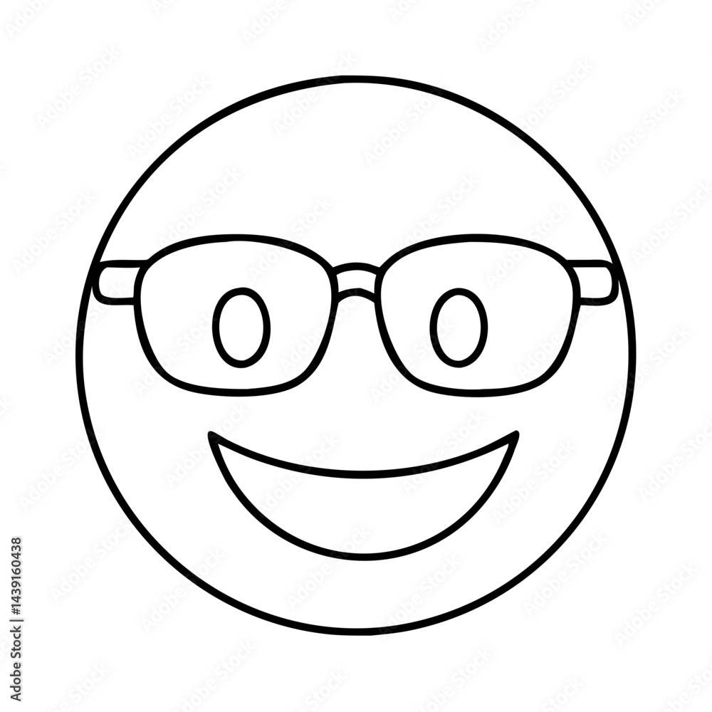 happy face emoji with glasses icon, happy face emoji with glasses line art - simple line art of happy face emoji with glasses, perfect for happy face emoji with glasses logos and icons happy face emoji with glasses icon, happy face emoji with glasses line art - simple line art of happy face emoji with glasses, perfect for happy face emoji with glasses logos and icons