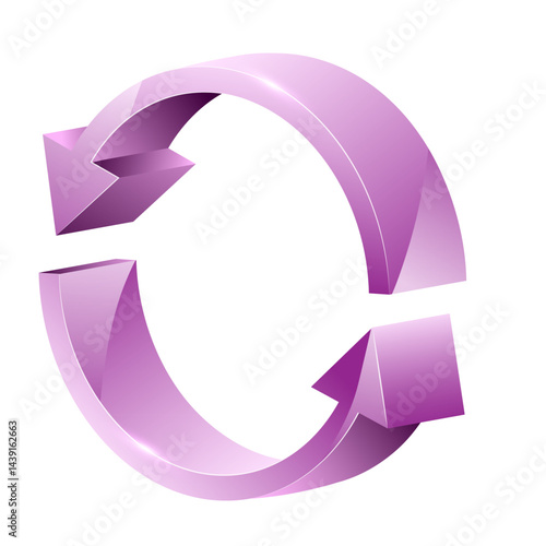 3D realistic vector illustration of circle arrow symbol refresh or reload