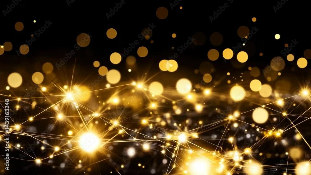 Bright golden bokeh lights create a sparkling background at a festive event in the evening Bright golden bokeh lights create a sparkling background at a festive event in the evening