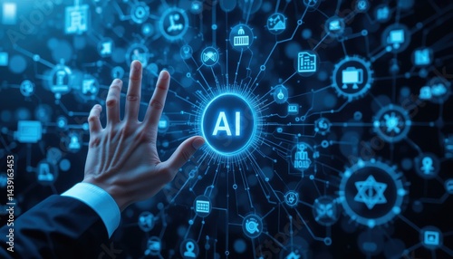 numbers on digital background sign Artificial Intelligence