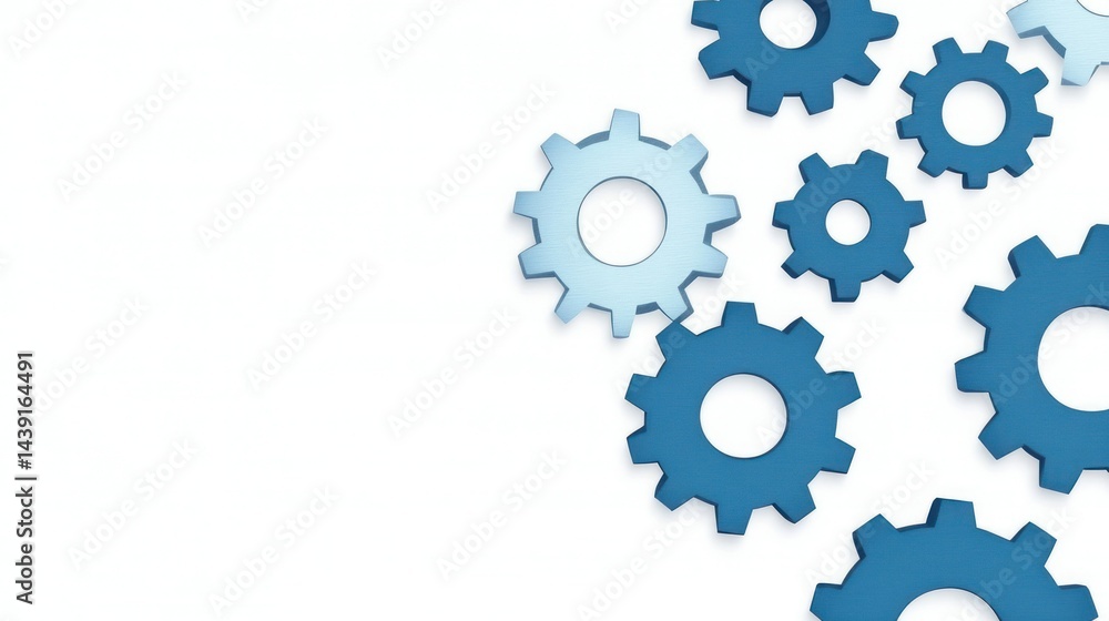 Interconnected gears on white background Interconnected gears on white background