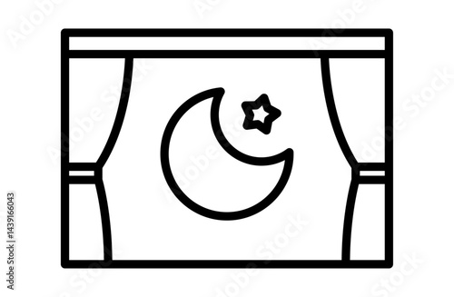 星空と窓のシンプルアイコンベクターイラスト