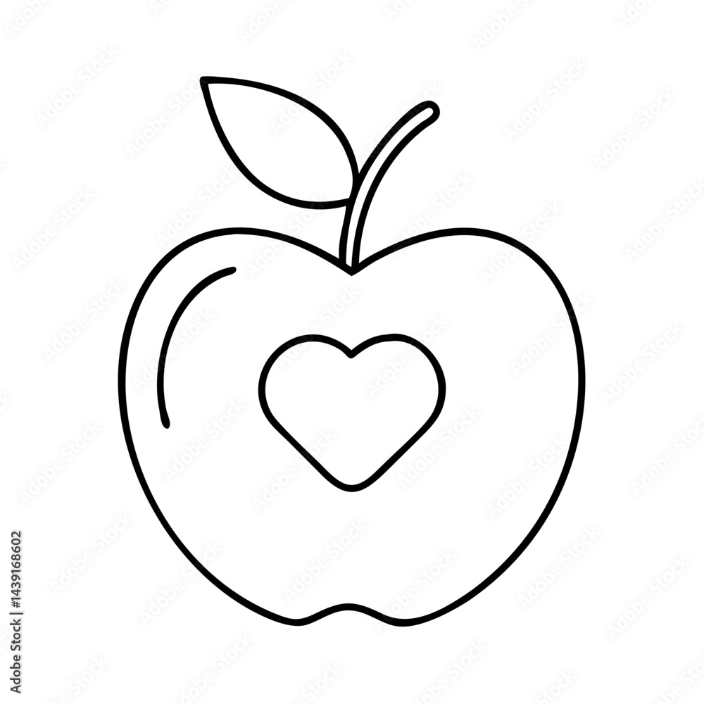 apple with a heart icon, apple with a heart line art - simple line art of apple with a heart, perfect for apple with a heart logos and icons apple with a heart icon, apple with a heart line art - simple line art of apple with a heart, perfect for apple with a heart logos and icons