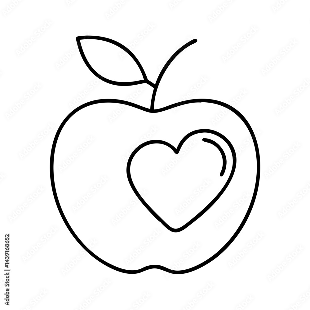 apple with a heart icon, apple with a heart line art - simple line art of apple with a heart, perfect for apple with a heart logos and icons apple with a heart icon, apple with a heart line art - simple line art of apple with a heart, perfect for apple with a heart logos and icons