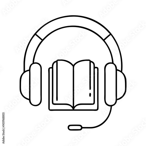 audiobook headphones icon, audiobook headphones line art - simple line art of audiobook headphones, perfect for audiobook headphones logos and icons
