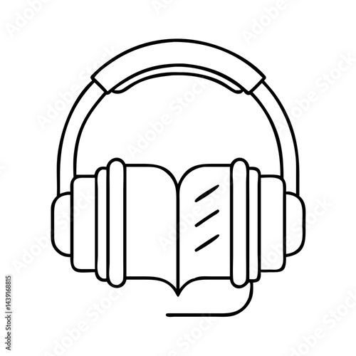 audiobook headphones icon, audiobook headphones line art - simple line art of audiobook headphones, perfect for audiobook headphones logos and icons