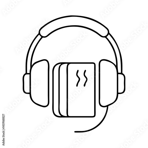 audiobook headphones icon, audiobook headphones line art - simple line art of audiobook headphones, perfect for audiobook headphones logos and icons