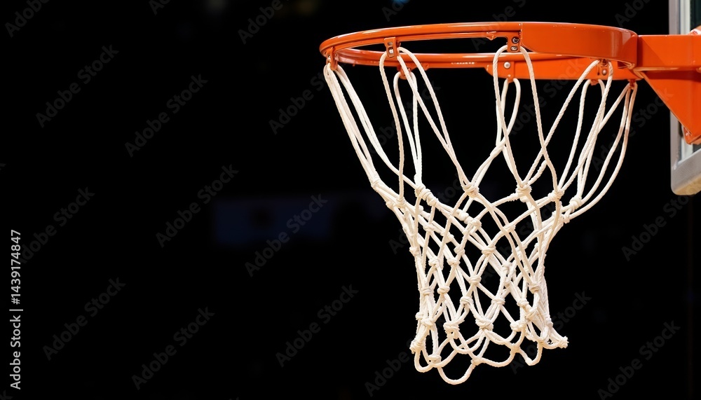 Basketball hoop in focus against dark background Basketball hoop in focus against dark background