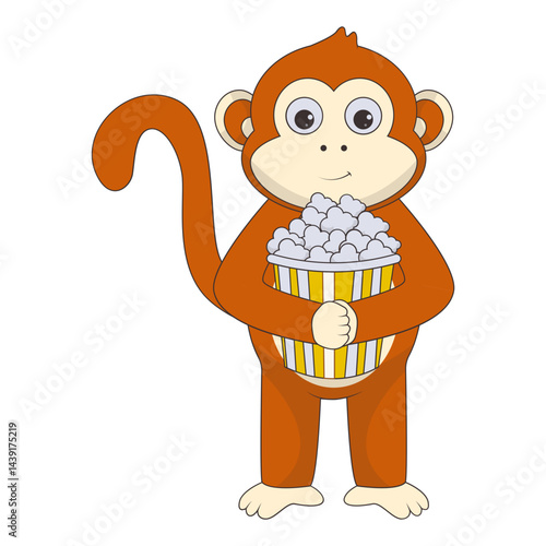 Illustration of Cute Monkey. Vector Character in Cartoon Style.