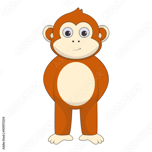 Illustration of Cute Monkey. Vector Character in Cartoon Style.