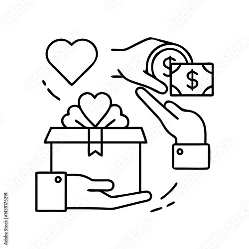charity handout icon, charity handout line art - simple line art of charity handout, perfect for charity handout logos and icons